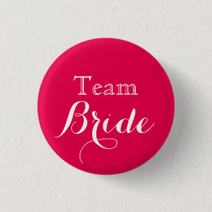 Pink White Wedding Team Bride Button