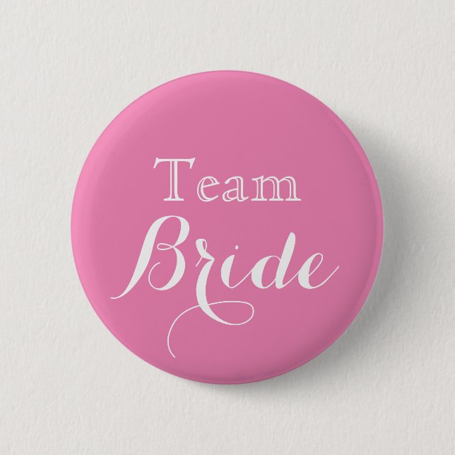 Pink White Wedding Team Bride Button (Vorderseite)