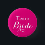 Pink White Wedding Team Bride Button<br><div class="desc">Das sind weiße Brautknöpfe des Hochzeitsteams mit Schattentext in Gold. Es ist am besten für das Brautparty zu tragen Junggeselinnen-Abschied,  Brautparty,  Hochzeit Probe,  Polterabend,  Mittagessen und Probe Abendessen.</div>