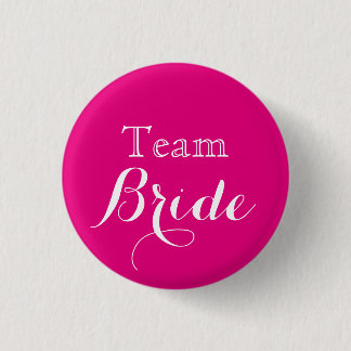 Pink White Wedding Team Bride Button