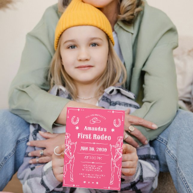 Pink & white Western Girls Geburtstagsparty Save The Date (Von Creator hochgeladen)