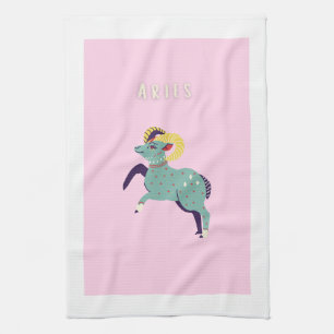 Pink Widder, Sternzeichen, Sternzeichen-Druck Geschirrtuch