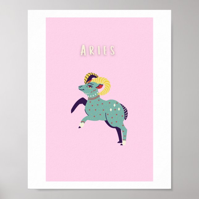 Pink Widder, Sternzeichen, Sternzeichen-Druck Poster (Vorne)