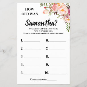 Pink Wie alt war sie duscht zweisprachige Spielkar Flyer