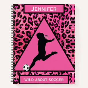 Pink "Wild About Soccer" SpiralNotebook Notizbuch