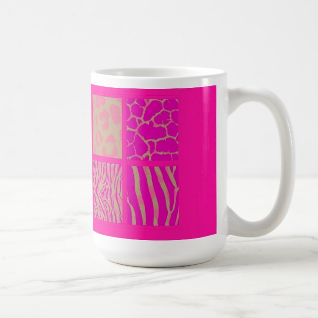 Pink Wild Animal Fur Print Tasse (Rechts)