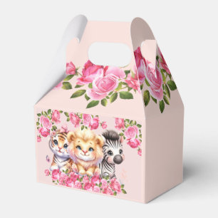 Pink WIld Animal Girl's Baby Shower oder Birthday Geschenkschachtel