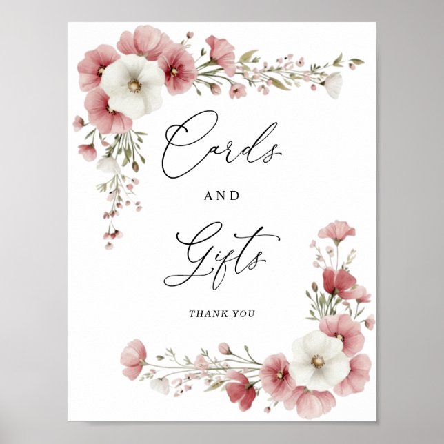 Pink Wild Flowers Cards and Gifts Sign Poster (Vorne)