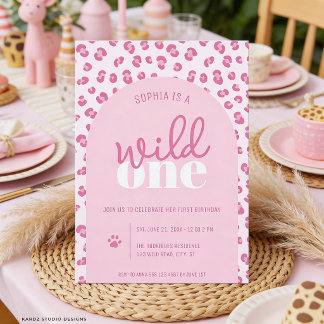 Pink Wild One Girl Einladung zum Geburtstag