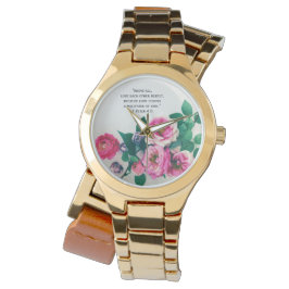 Pink Wild Rose Blume Bouquet Liebe Bibel Verse Armbanduhr