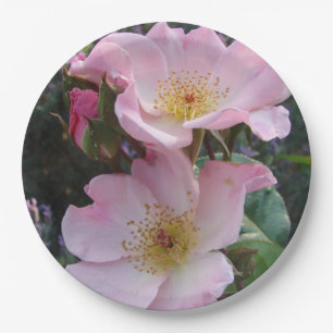 Pink Wild Rose Blume Musterpapier Party Plättchen Pappteller