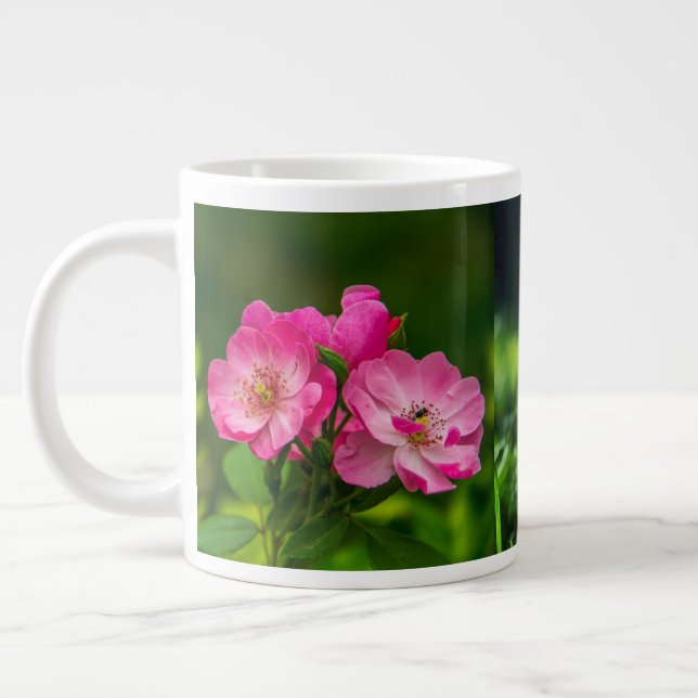 Pink Wild Rose Flowers Photography Design-52654 Jumbo-Tasse (Links)