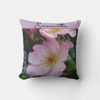 Pink Wild Rose Roses Photo Girls Name Kissen