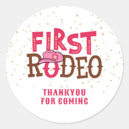 Pink Wild West Cowgirl 1. Geburtstag Danke Runder Aufkleber