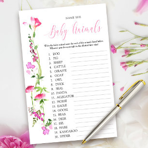 Pink Wildblume Baby Animal Name Quiz Game