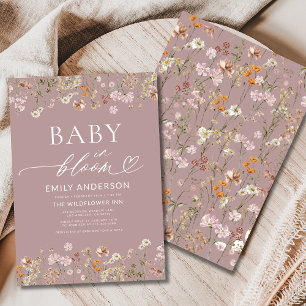 Pink Wildblume Baby in Bloom Baby Dusche Einladung