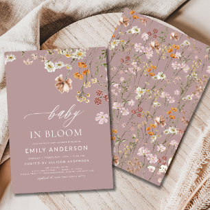 Pink Wildblume Baby in Bloom Baby Dusche Einladung