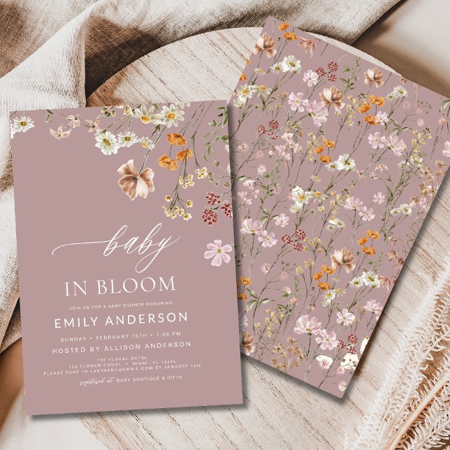 Pink Wildblume Baby in Bloom Baby Dusche Einladung (Von Creator hochgeladen)