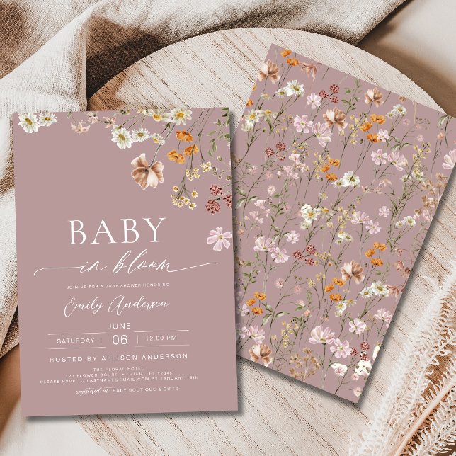 Pink Wildblume Baby in Bloom Baby Dusche Einladung (Von Creator hochgeladen)
