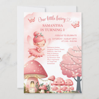 Pink Wildblume Fairy First Birthday Garden Party Einladung