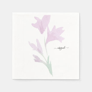 Pink Wildblumen-Stiel benutzerdefinierter Name  Serviette