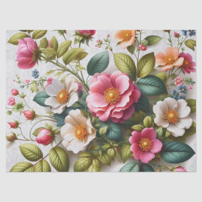 Pink Wilde Rose Blumenpapier Seidenpapier (Vorderseite)