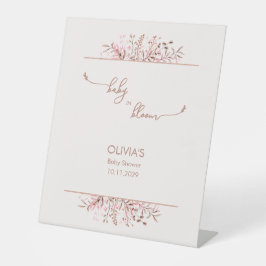 Pink Wildflower Baby in Bloom Baby Shower Sockelschild