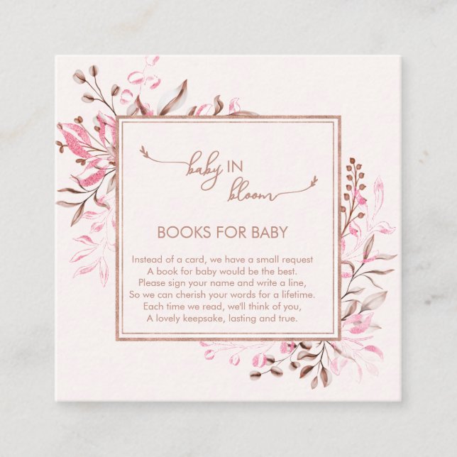 Pink Wildflower Baby in Bloom Books for Baby Begleitkarte (Vorderseite)