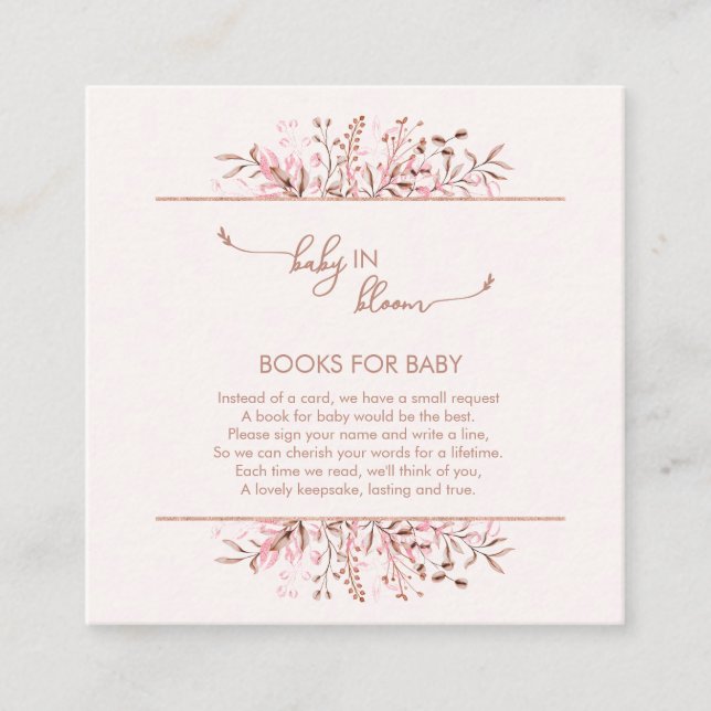 Pink Wildflower Baby in Bloom Books for Baby Begleitkarte (Vorderseite)