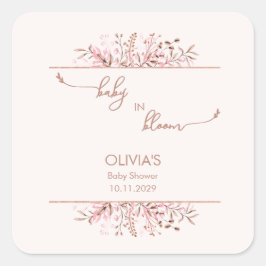 Pink Wildflower Baby in Bloom Quadratischer Aufkleber