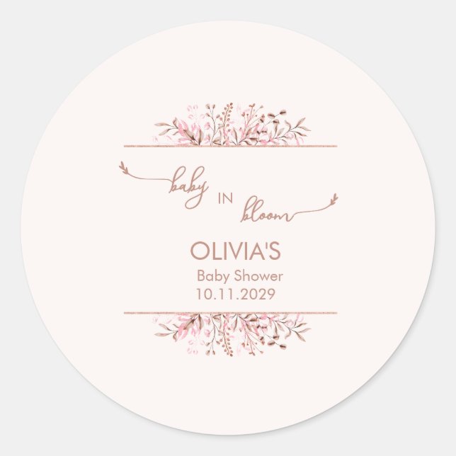 Pink Wildflower Baby in Bloom Runder Aufkleber (Vorderseite)