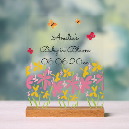 Pink Wildflower Baby Shower Acrylschild