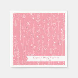 Pink Wildflower Baby Shower | Floral Pattern Serviette