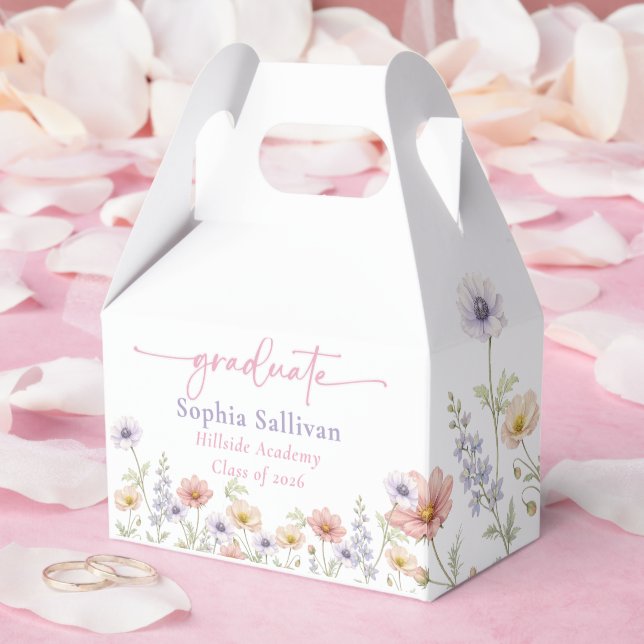 Pink Wildflower Bloom Graduation Party Geschenkschachtel (Hochzeit)