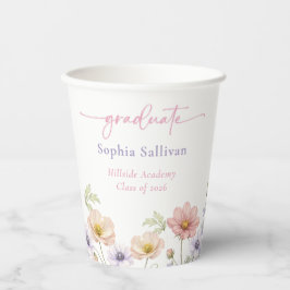 Pink Wildflower Bloom Graduation Party Pappbecher