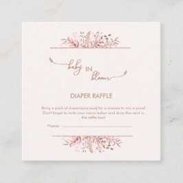 Pink Wildflower Border Baby in Bloom Diaper Raffle Begleitkarte