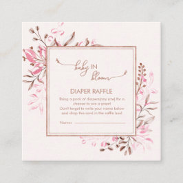 Pink Wildflower Border Baby in Bloom Diaper Raffle Begleitkarte
