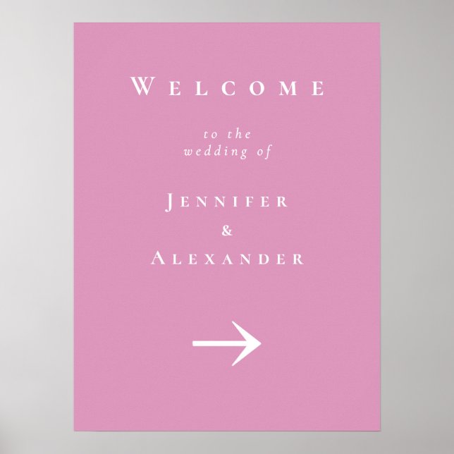 Pink Willkommen beim Hochzeitszeichen Poster (Vorne)
