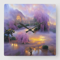 Pink Willow tree bei Sonnenuntergang am Teich