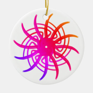 Pink Windmill Doodle Mandala #27 Keramik Ornament