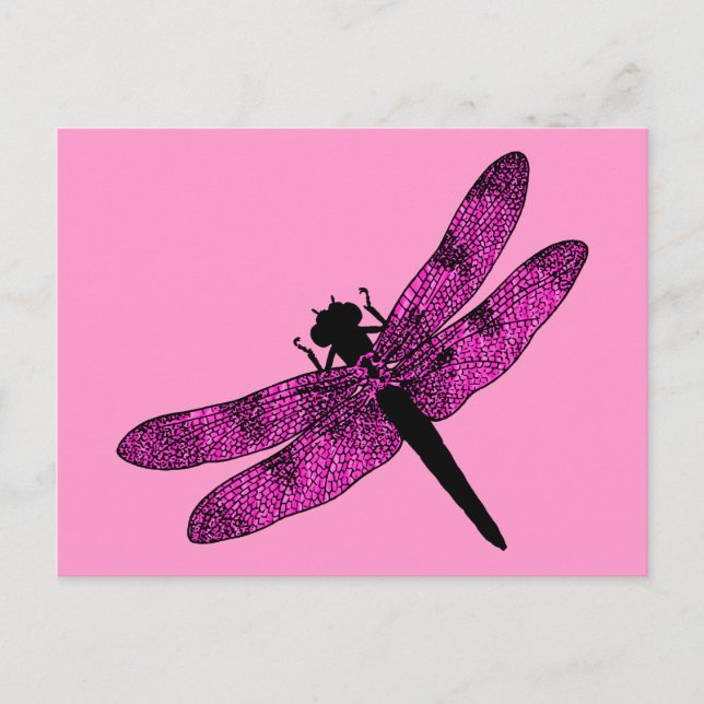 Pink Winged Dragonfly Postkarte (Vorderseite)
