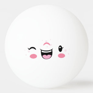 Pink Winking Kawaii Face Ping Pong Balls Tischtennisball