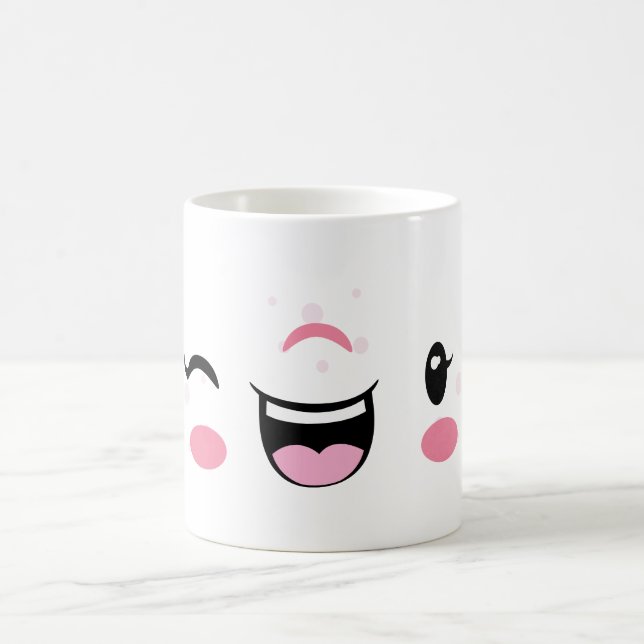 Pink Winking Kawaii Face Tasse (Mittel)