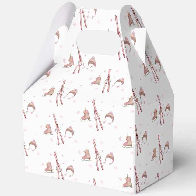Pink Winter Après Bébé Ski Pattern Baby Shower  Geschenkschachtel (Vorderseite)