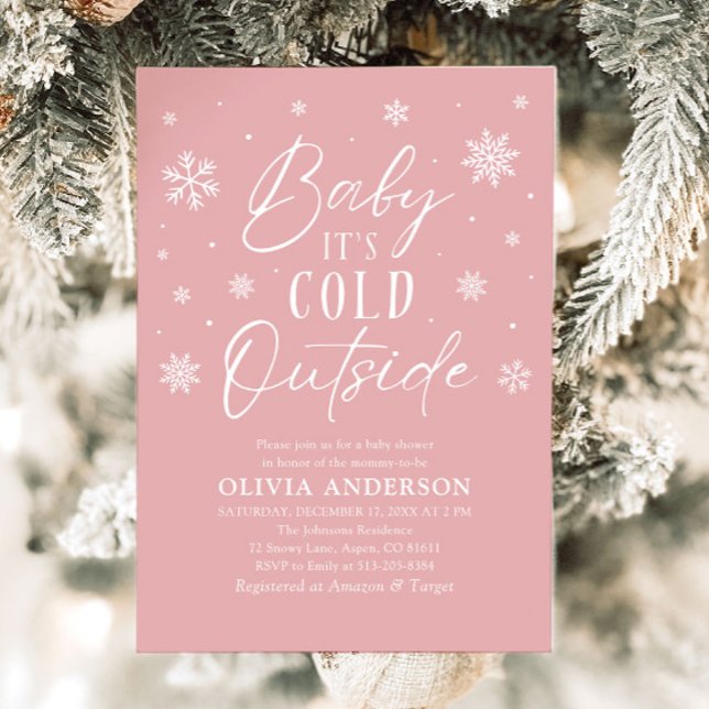 Pink Winter Baby Es ist kalte Außendusche Einladung (Pink Winter Baby It's Cold Outside Baby Shower Invitation)