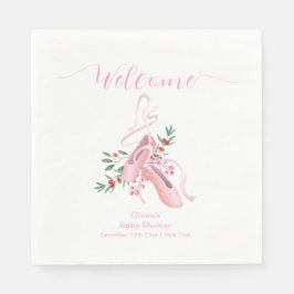 Pink Winter Ballerina Tutu Baby Shower Welcome Serviette