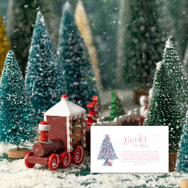 Pink Winter Bow Christmas Tree Books Baby Shower  Begleitkarte