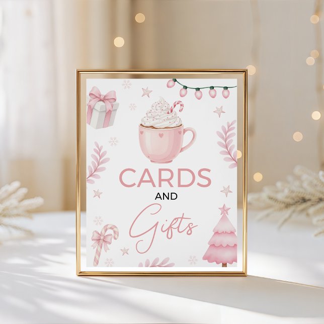 Pink Winter Cards and Gifts Baby Shower Sign Sockelschild (Von Creator hochgeladen)