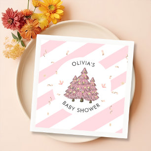 Pink Winter Christmas Tree Baby Dusche Serviette