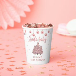 Pink Winter Christmas Tree Santa Baby Dusche Pappbecher